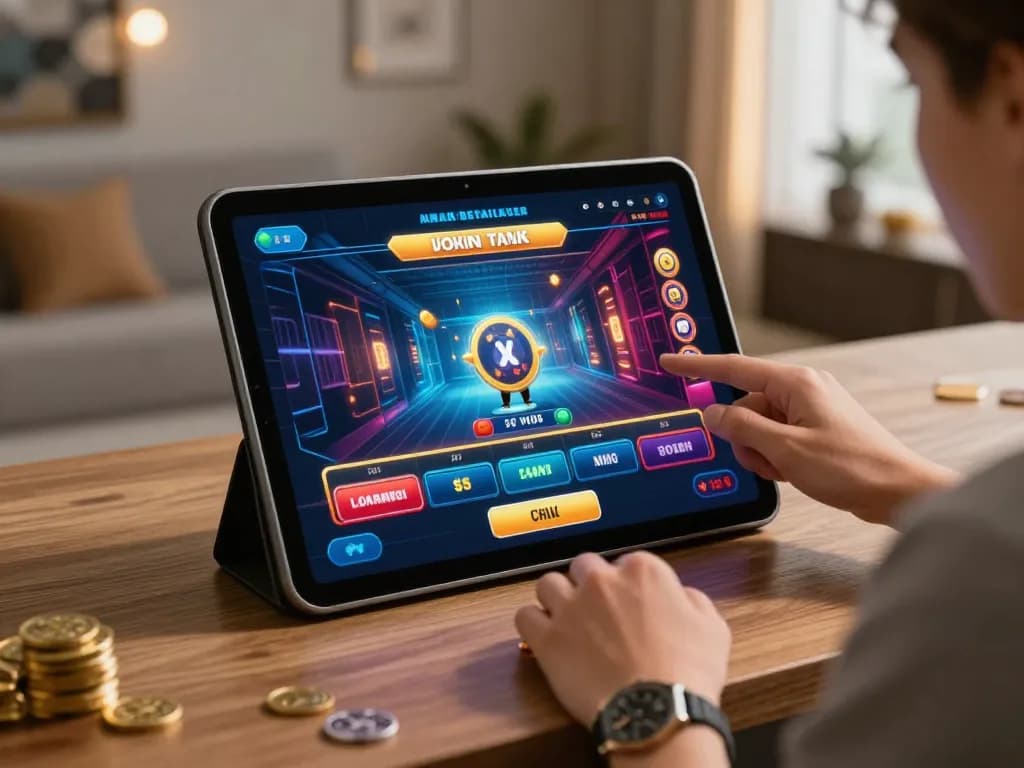 TAYA777 GCash user enjoying seamless online gaming experience with tablet in modern setup.
