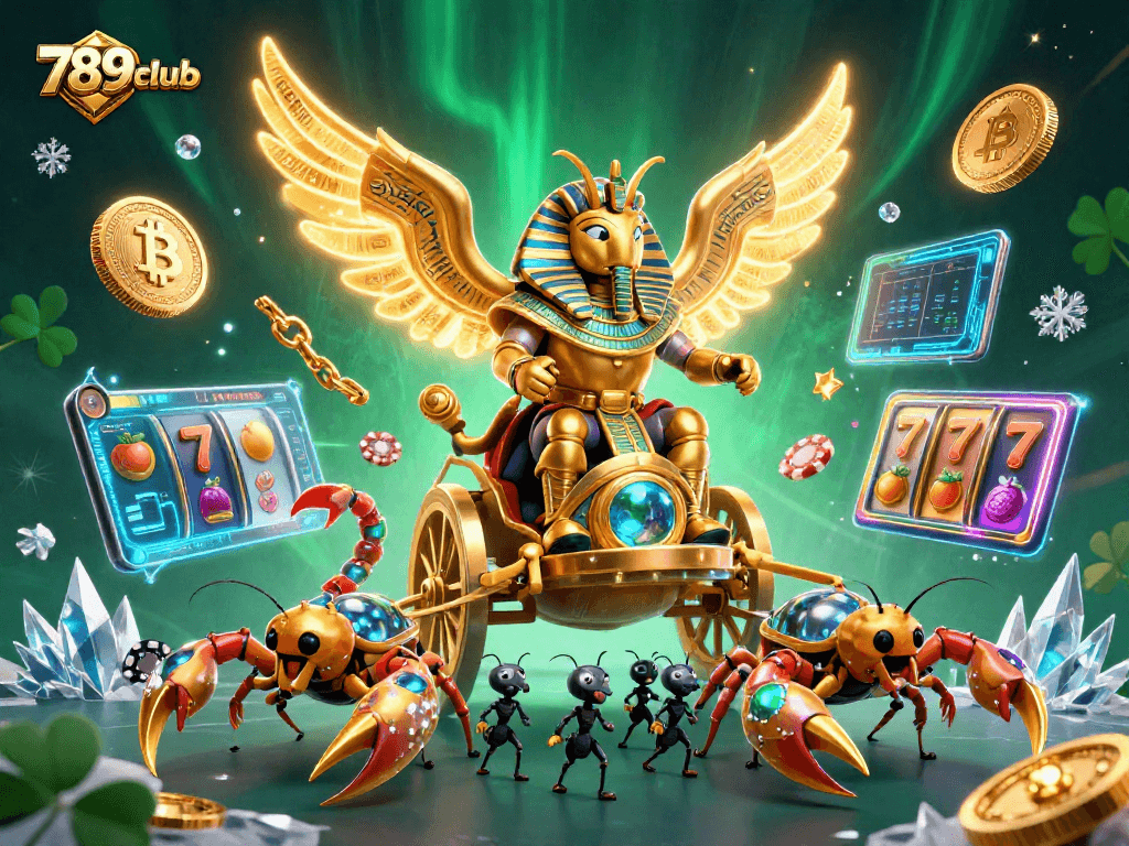 Experience the thrill of winning at 789club with a captivating 3D casino illustration showcasing exciting game elements.