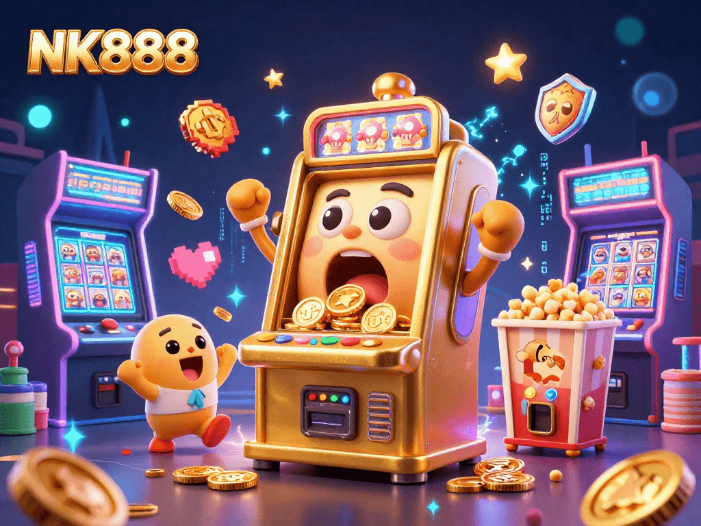 Experience the thrill of NK888 with winning slot machines and vibrant arcade elements.