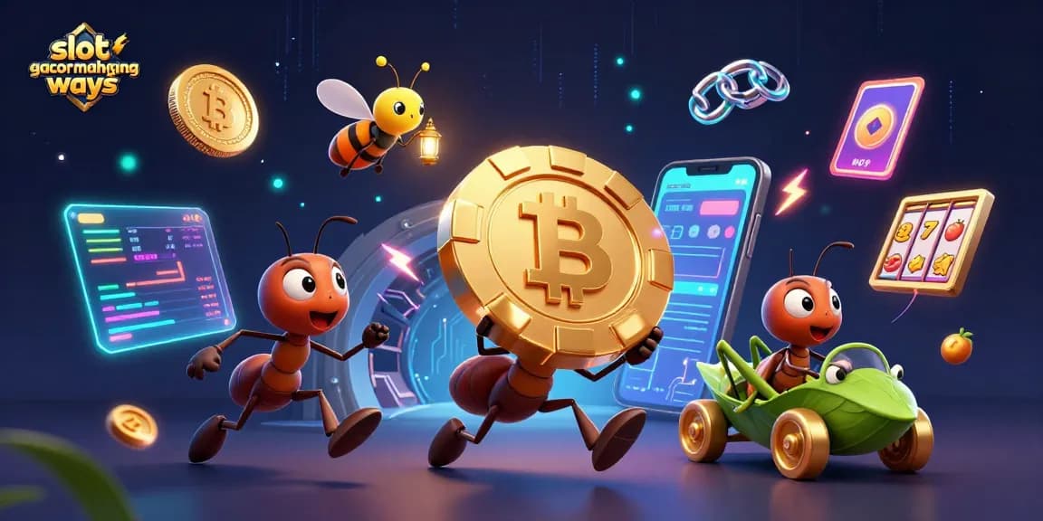 Experience slot gacor mahjong ways with animated ants on a heist for a golden poker chip in this vibrant 3D scene.