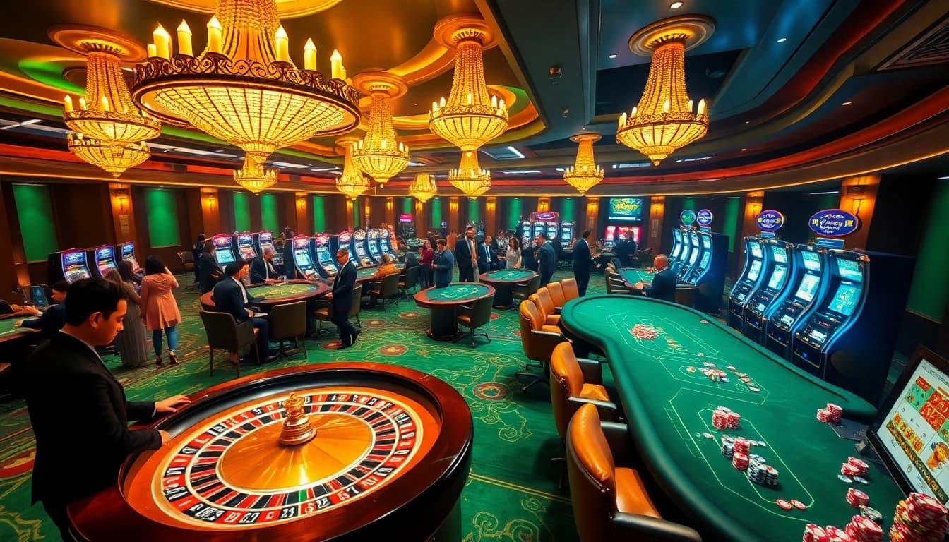 Experience the excitement of gambling at LuckyWin with vibrant casino games and players celebrating wins.
