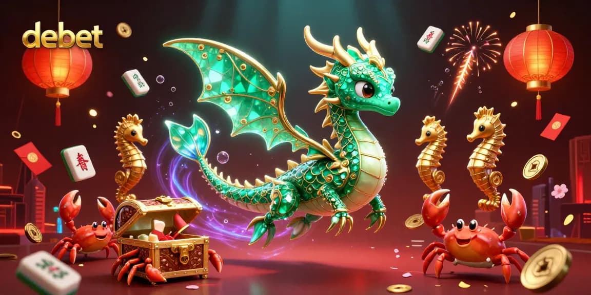 Engage with debet through an exciting 3D illustration of a sea dragon, seahorses, and treasure.