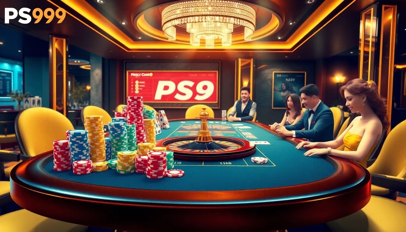 Players enjoying high-stakes poker, highlighting ps99 có uy tín không in a luxurious casino environment.