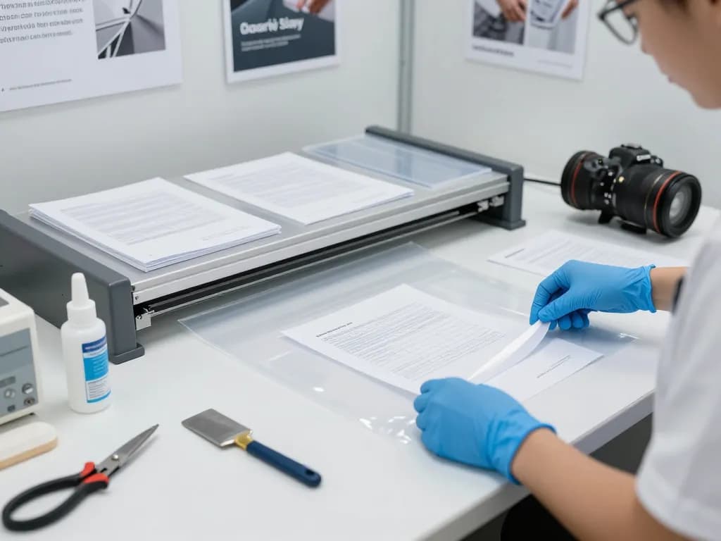 gỡ ép plastic hà nội process showcasing safe technology for document preservation in a modern office