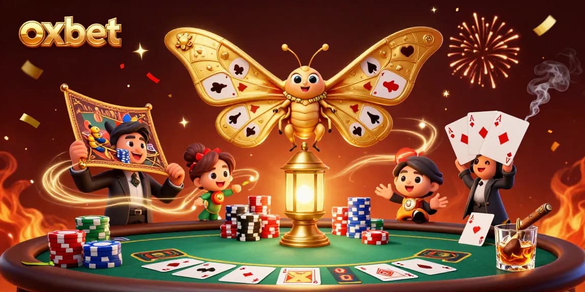 Experience the excitement of winning with oxbet in this vibrant casino-themed illustration featuring poker elements.