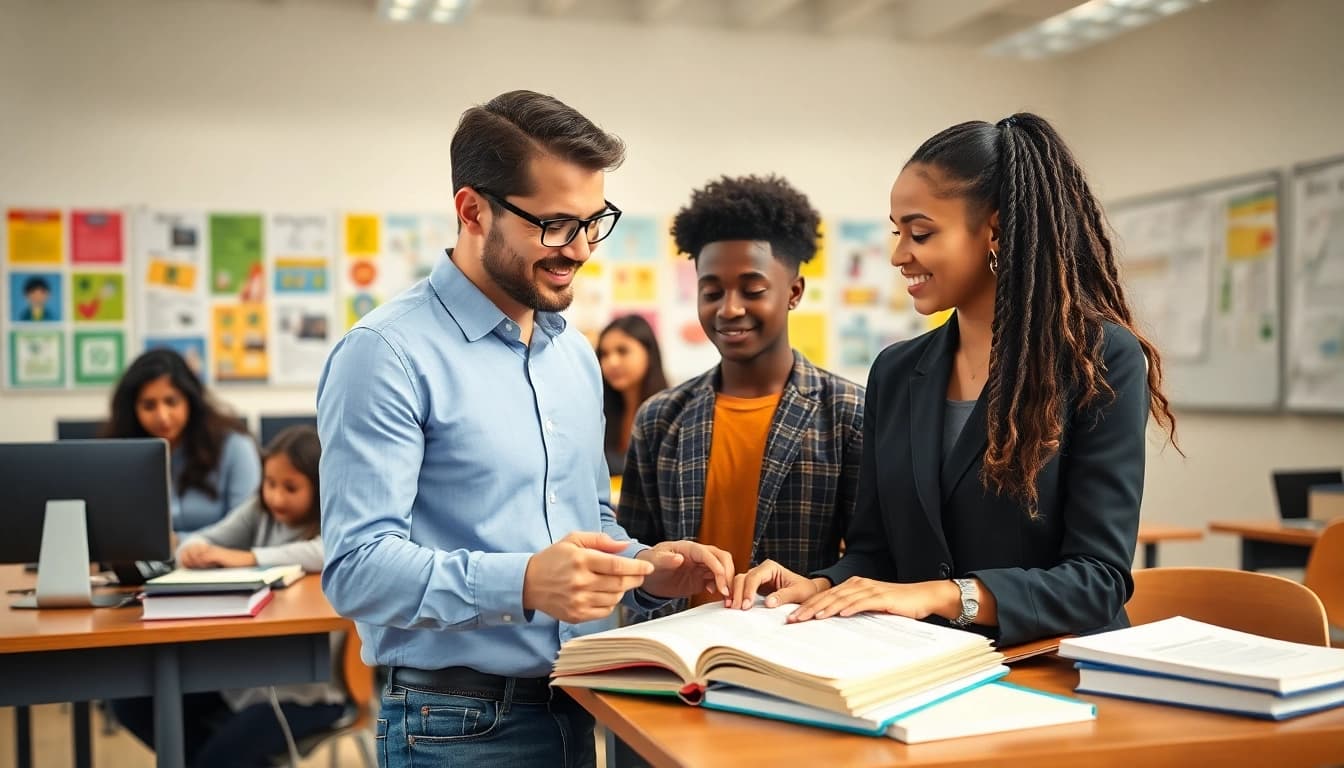 Certification help providers assist students in an engaging classroom environment.