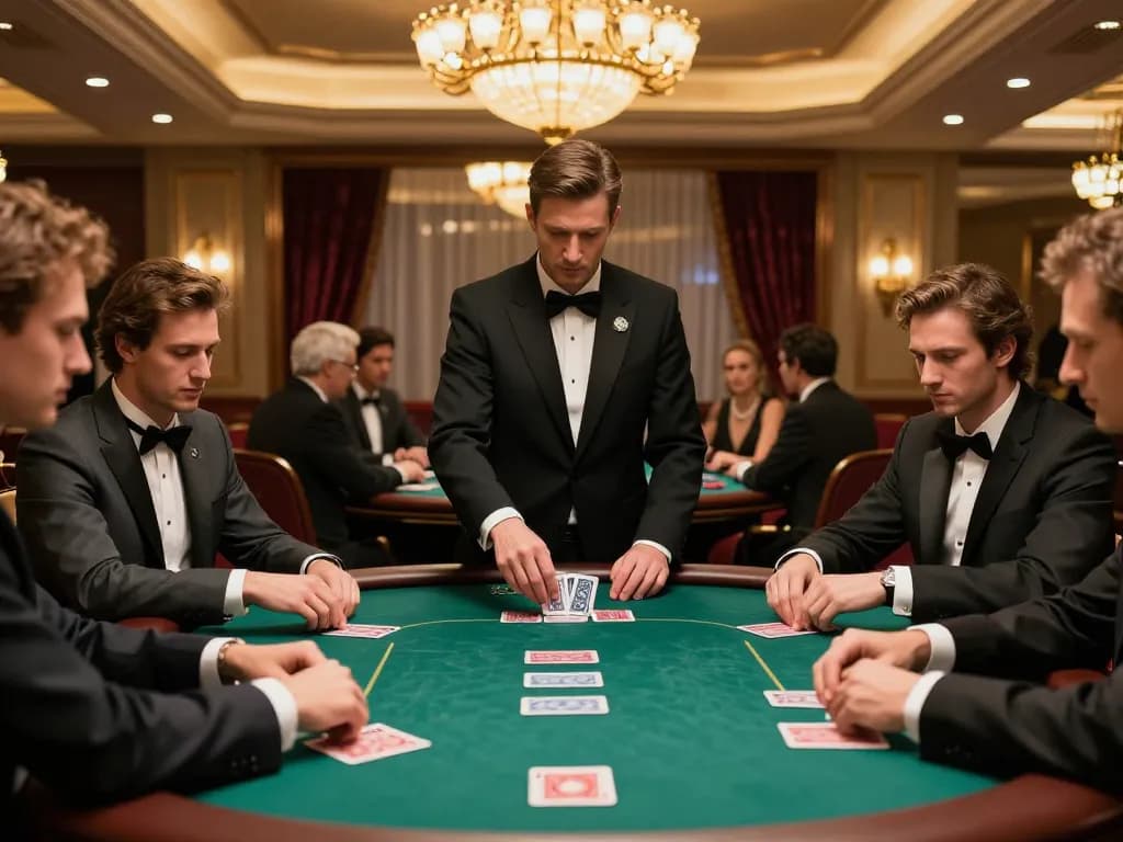 LC88 high-stakes poker game showcasing players' strategic moves in a luxurious casino setting.