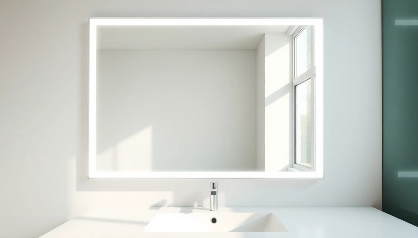 Transform your space with a stunning mirror and led lights in a modern bathroom setting.
