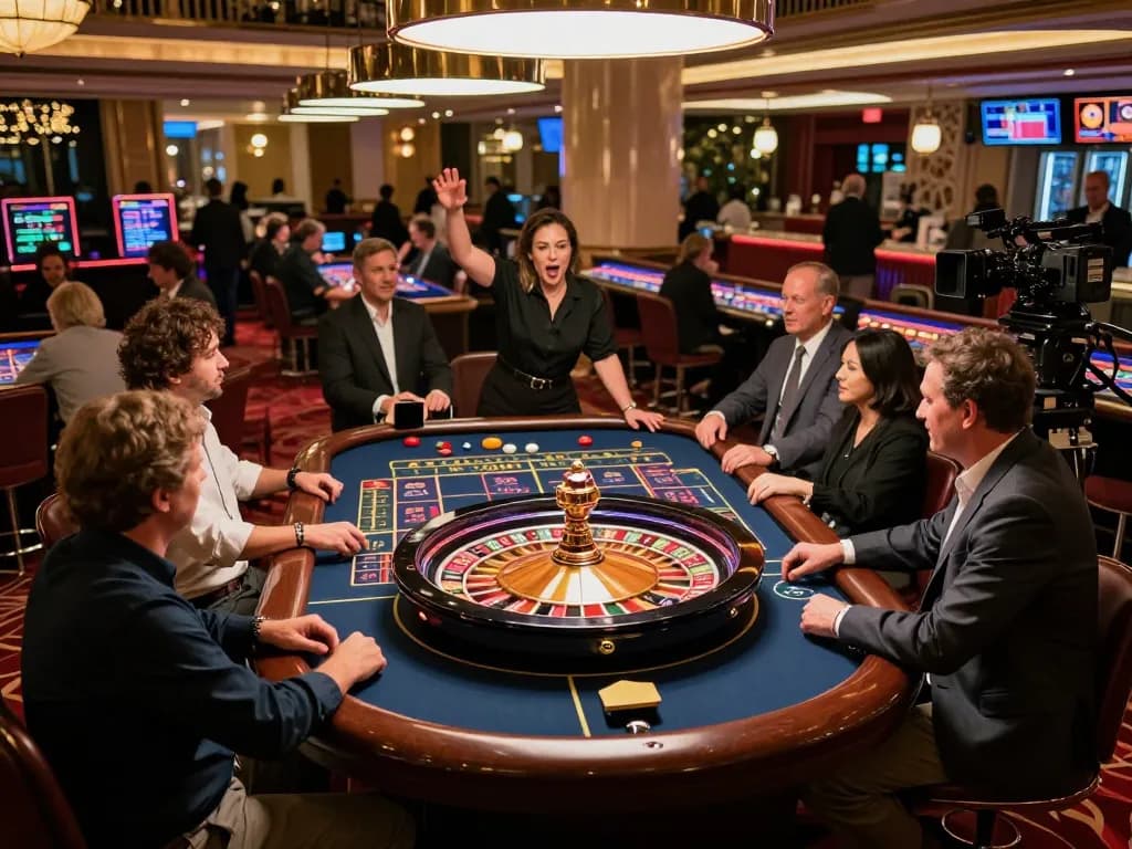 Players engaging at a roulette table at TR88 casino, showcasing excitement in a vibrant setting.