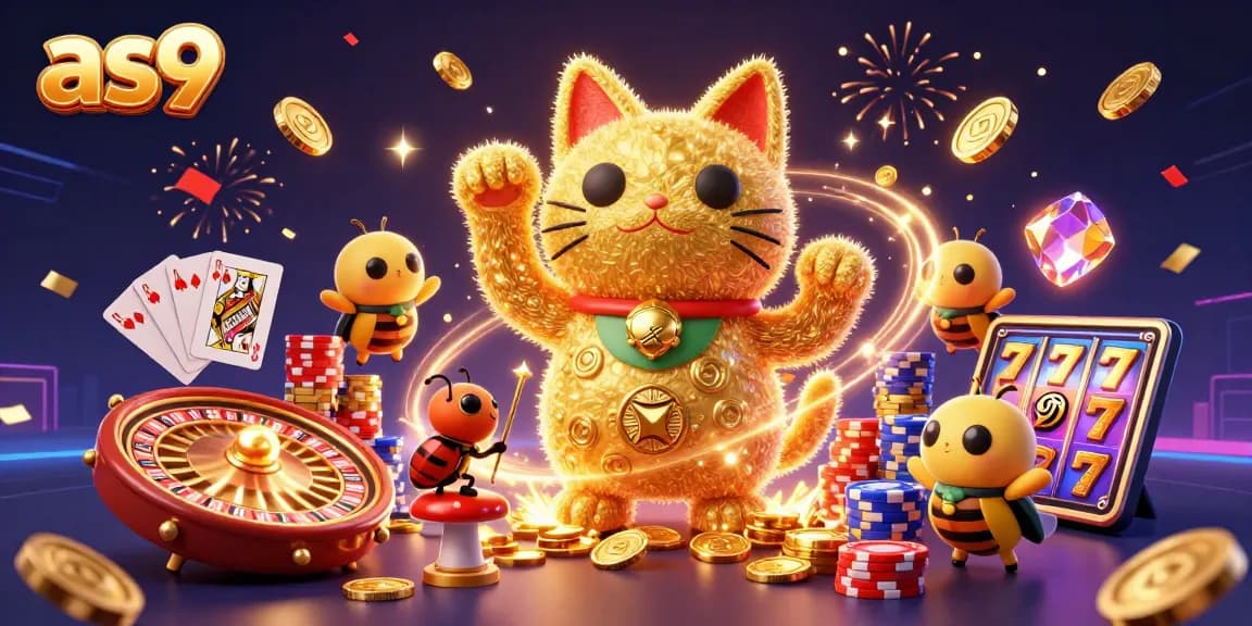 Experience thrilling gameplay with as9's vibrant casino atmosphere featuring lucky symbols and a captivating design.