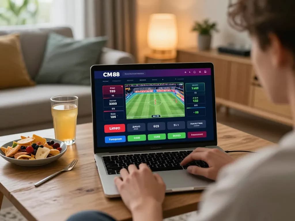Experience excitement with CM 88 on mobile sports betting app while enjoying a cozy home atmosphere