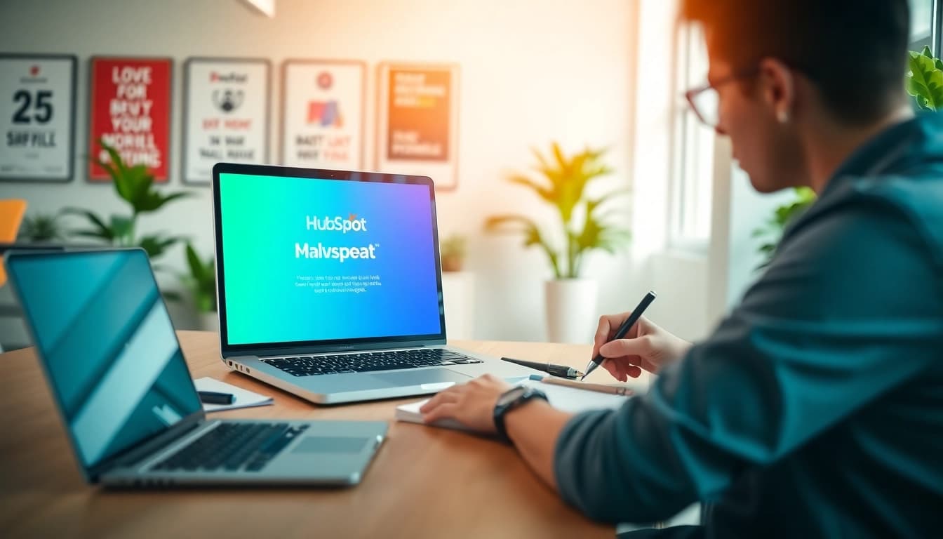 Create a hubspot marketing email in a vibrant digital workspace