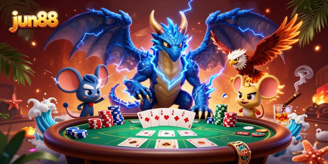 Engage in thrilling poker gameplay with the jun88 thunder dragon, wind hawk, and accessories.