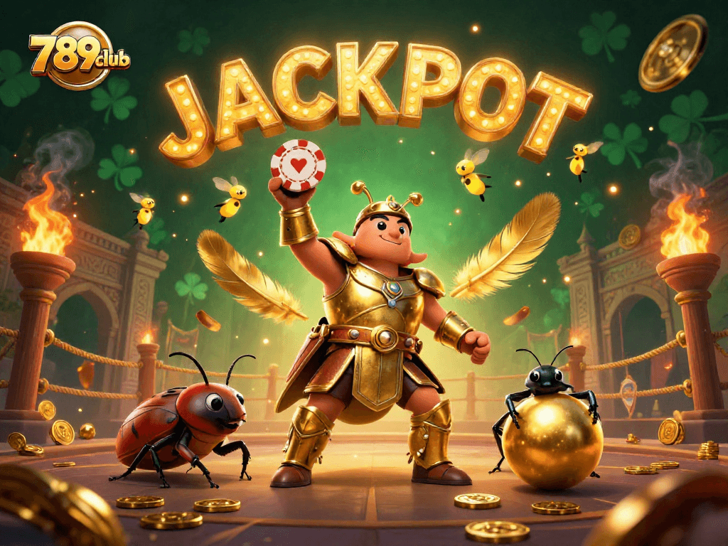 Experience thrilling gameplay at 789club as a gladiator beetle celebrates a jackpot victory!