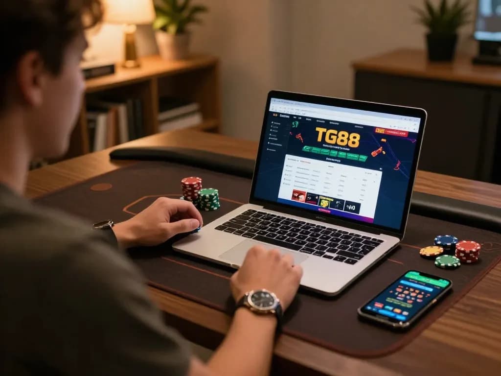 Player engaged in TG88 online casino game, demonstrating strategic betting while managing bankroll