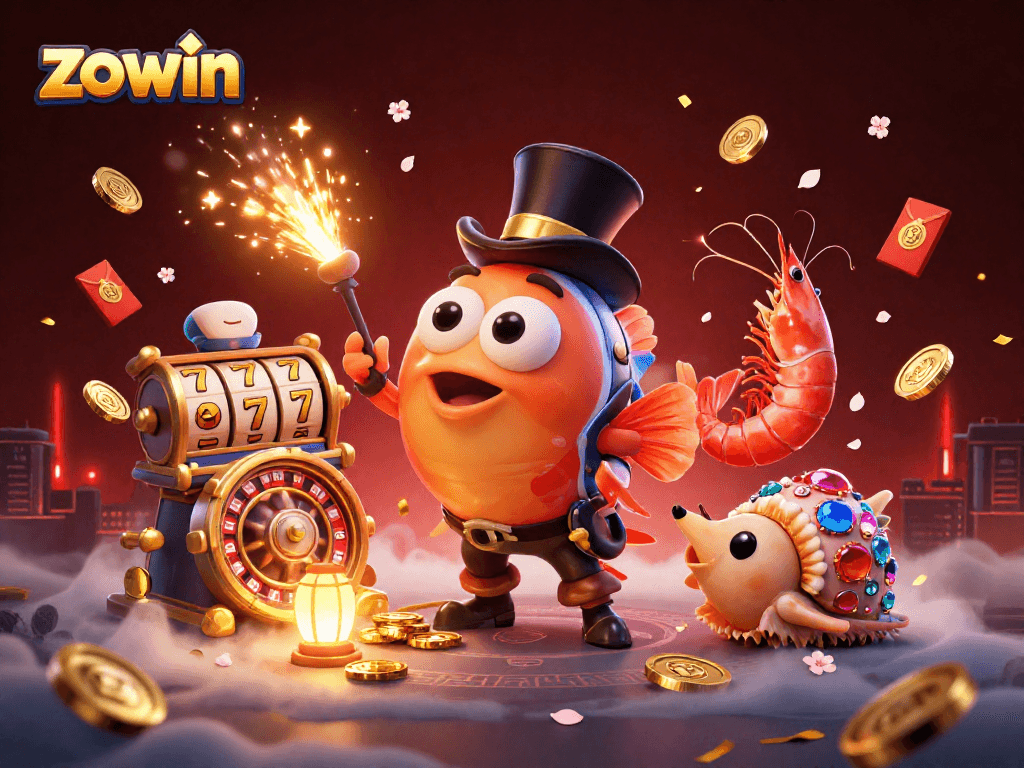 Zowin attracts players with a vibrant casino scene featuring an anglerfish, pirate shrimp, and treasure snail.