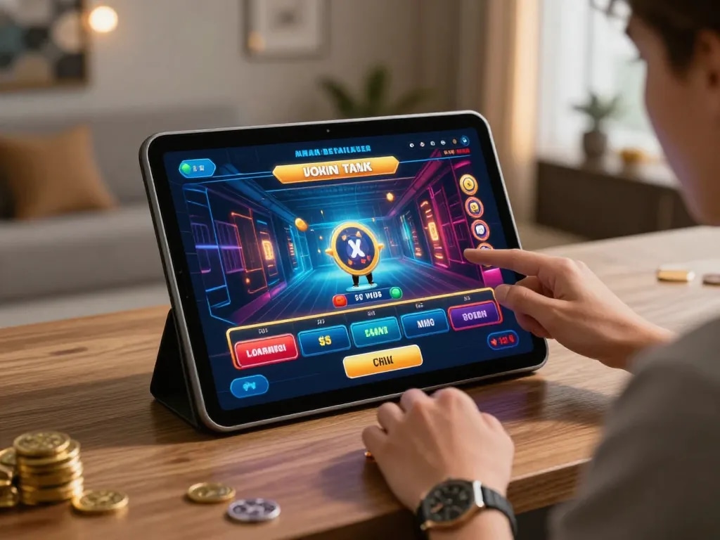 TAYA777 GCash user enjoying seamless online gaming experience with tablet in modern setup.