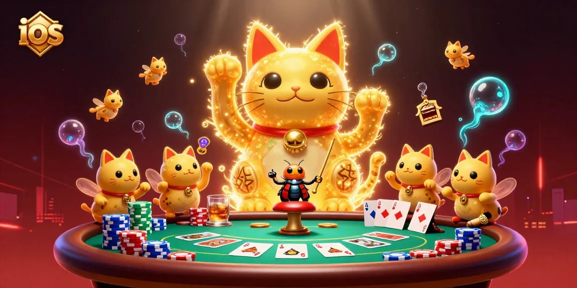 Experience a captivating ios gaming atmosphere with golden fireflies and casino elements in action.