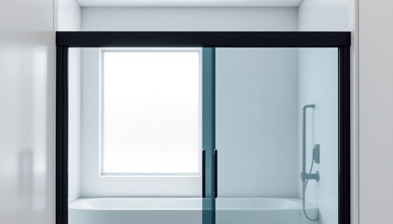 Elevate your bathroom style with a modern black shower sliding door, showcasing sleek design and functionality.