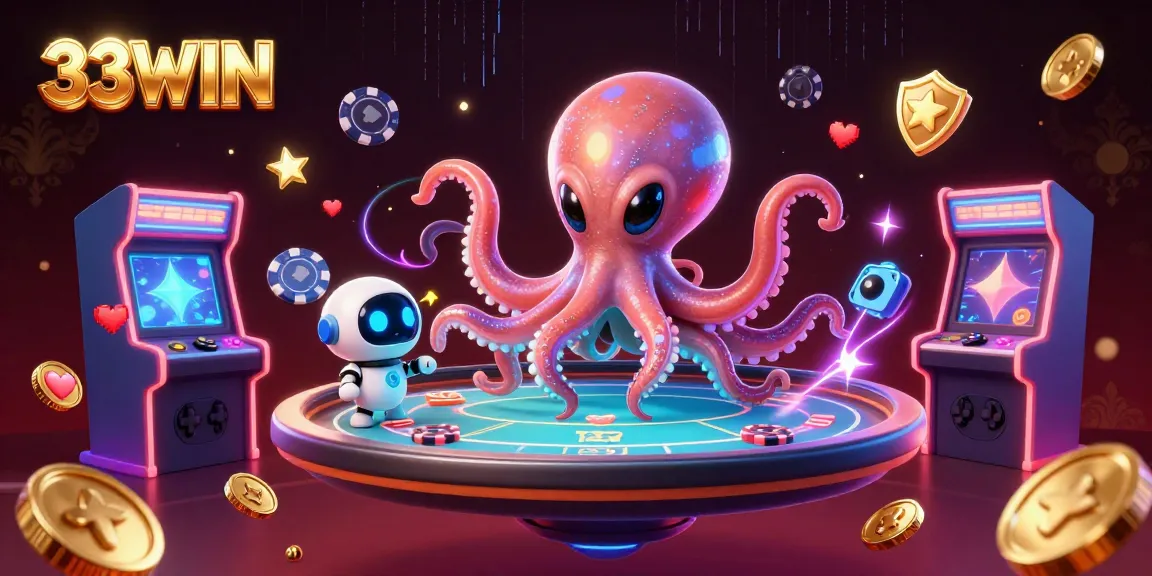 Engage with 33WIN's thrilling gaming experience via an epic alien-themed casino scene.