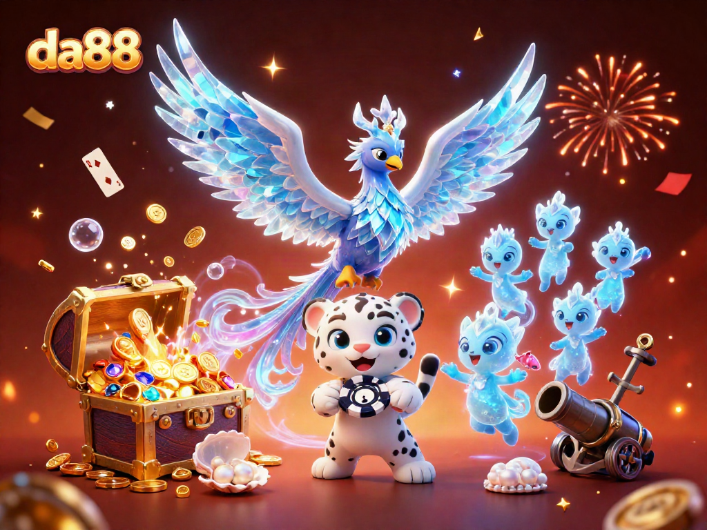 Experience exhilarating gaming adventures with DA88, featuring vibrant characters and rich casino elements.