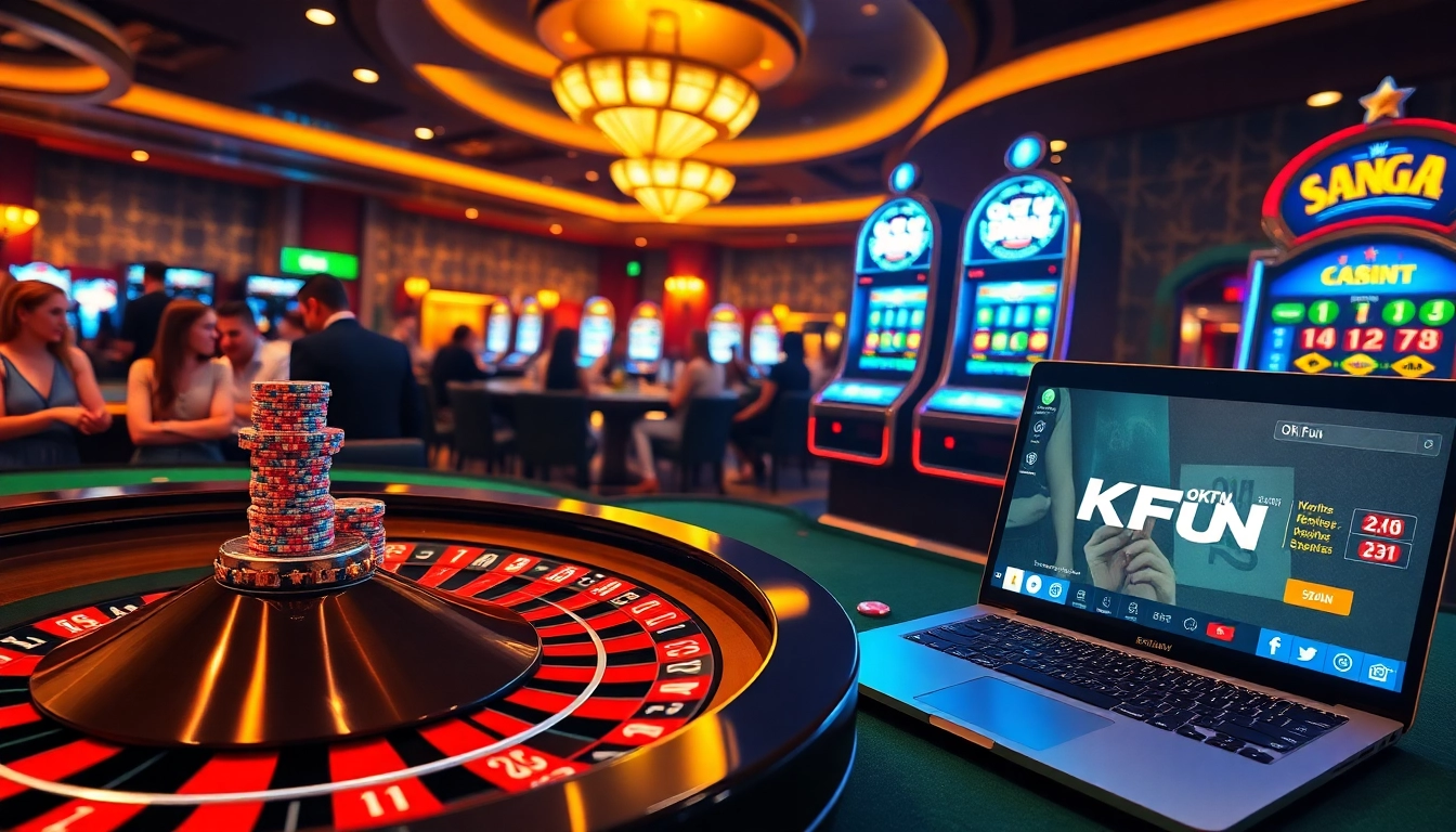 Experience the thrill of gambling with https://okfun.money/ showcasing an exciting casino scene.
