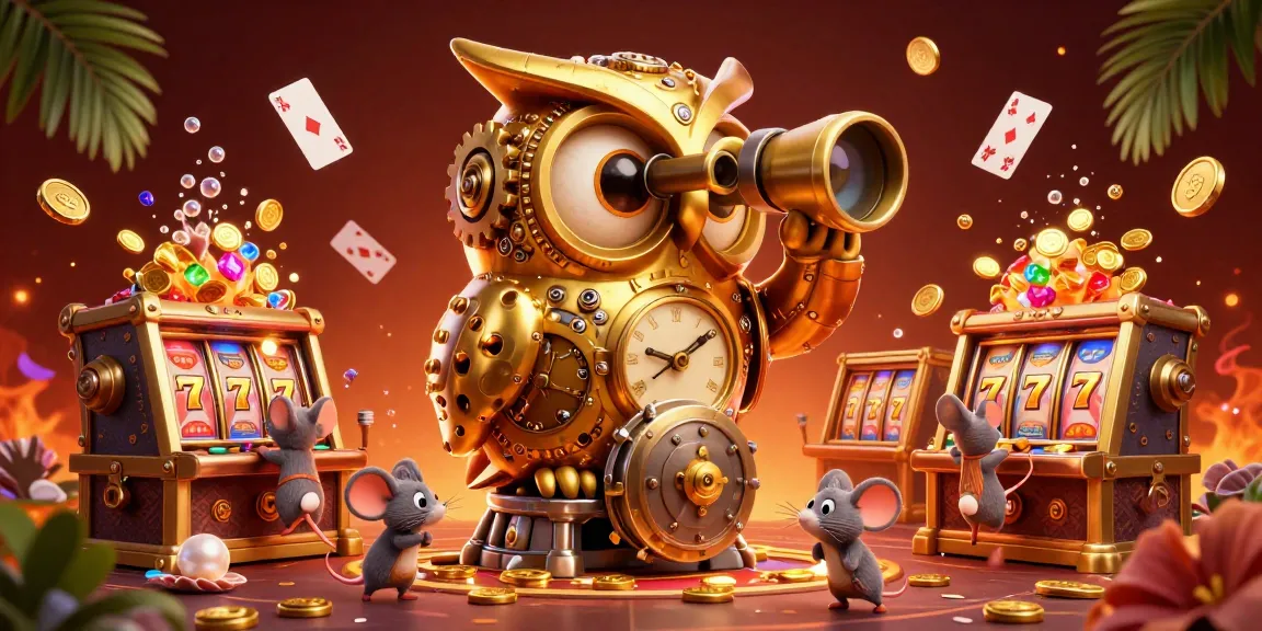 Experience the thrilling action on okwintv with golden owl watching over vibrant casino games.