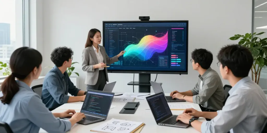 Team collaborating on Enterprise AI solutions in a modern office setting