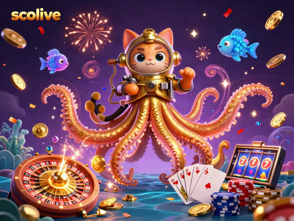 Socolive showcases thrilling casino action with a colossal kraken and dynamic elements, captivating players.
