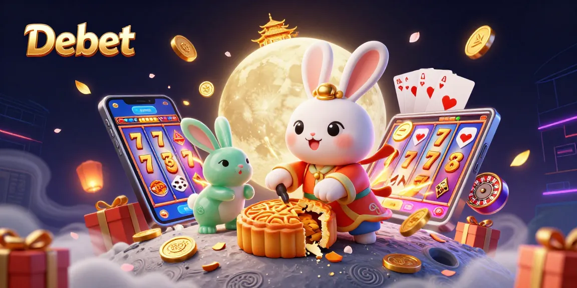 Experience Debet's magical slots with a moon rabbit on a lunar casino adventure.