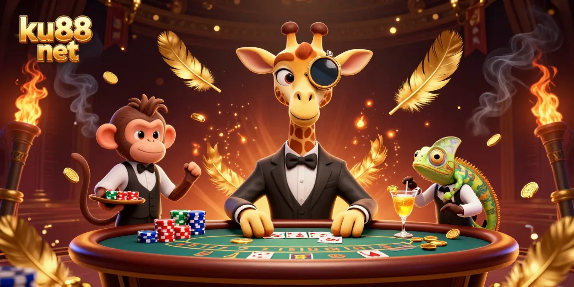 Experience thrilling wins with ku88 net at the vibrant casino, featuring high-roller characters and poker action.
