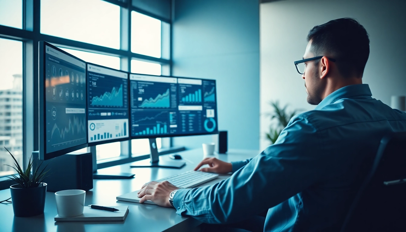 Enhancing SEO Rank through digital marketing analysis in a modern office.