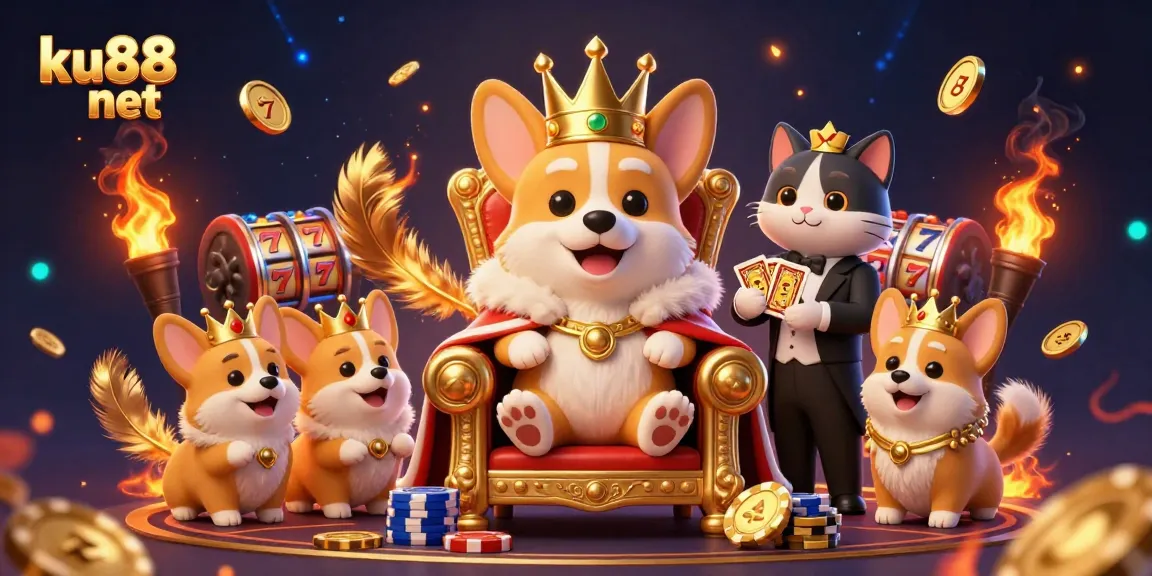 Experience thrilling gameplay at ku88 net with playful characters and vibrant casino elements.