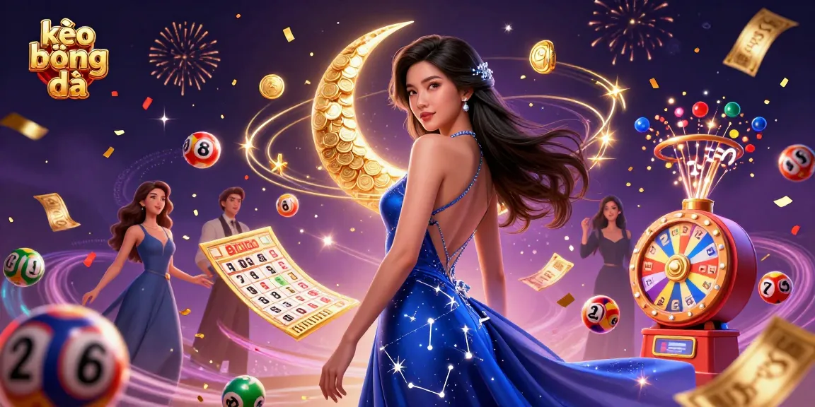 Experience kèo bóng đá with a vibrant illustration of Asian elegance amidst lottery action.