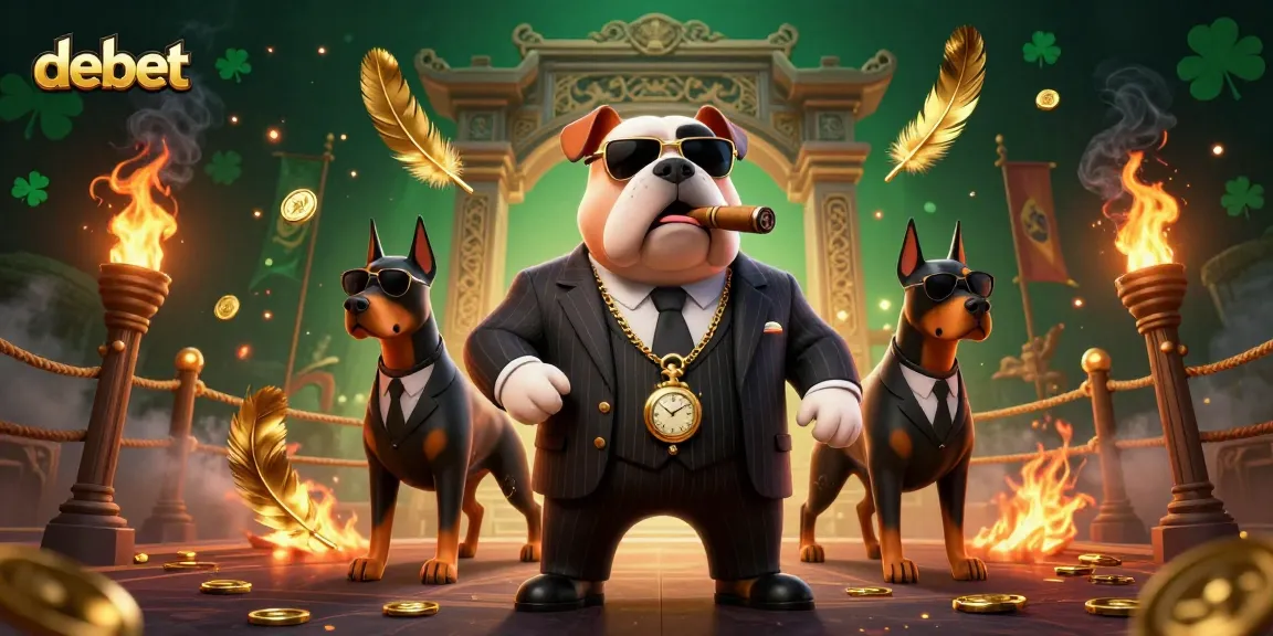 Bet big with debet as a mafia bulldog oversees a thrilling wagering scene.