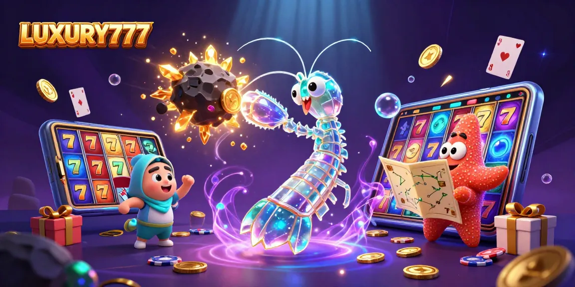 LUXURY777 menghadirkan samurai udang mantis 3D memainkan permainan slot yang memikat dengan efek visual elegan dan gemerlap.