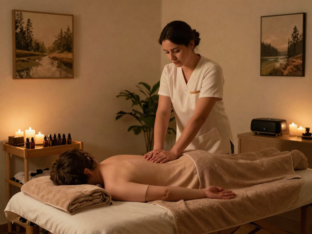 Experience 화성출장안마 in a serene massage studio with calming elements.