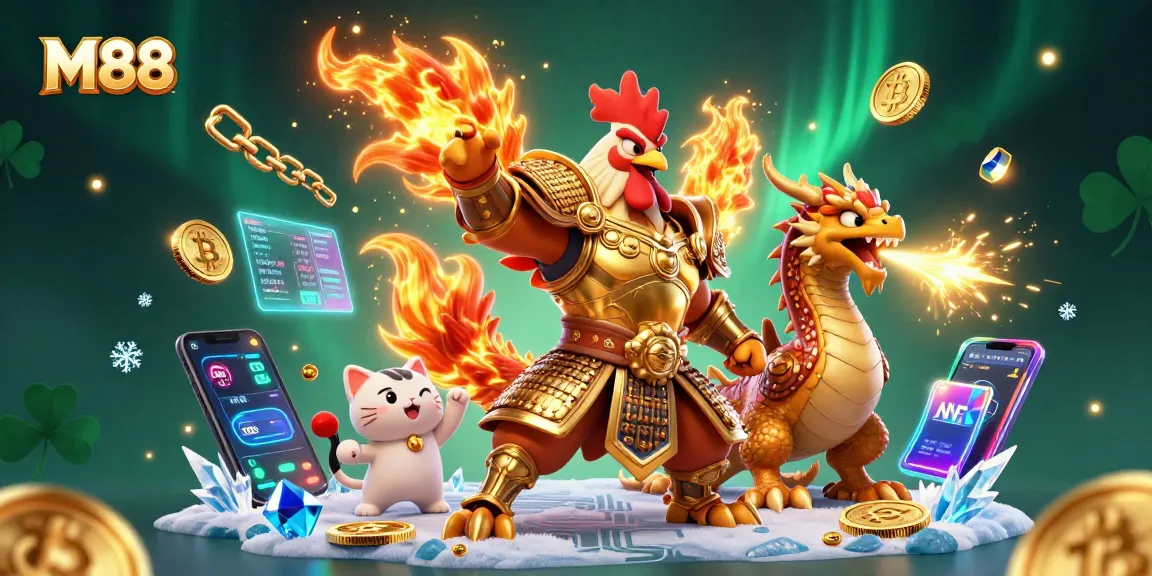 Experience thrilling M88 gaming action with vibrant characters and dynamic elements in a colorful casino setting.