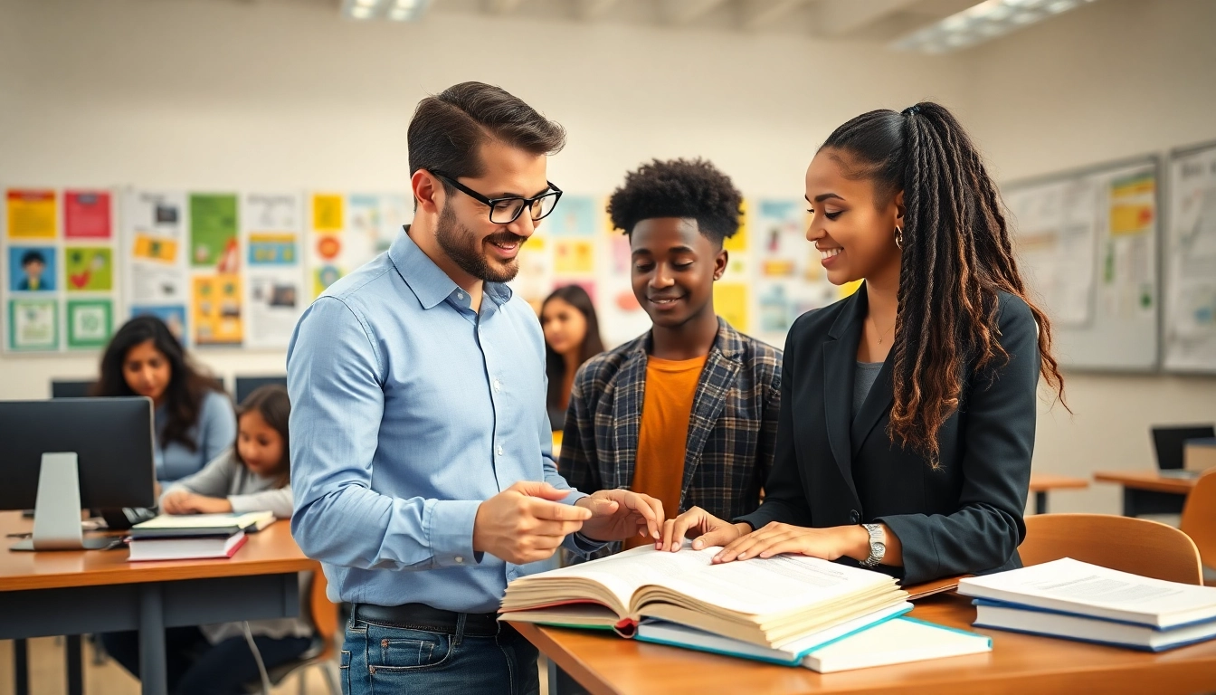 Certification help providers assist students in an engaging classroom environment.