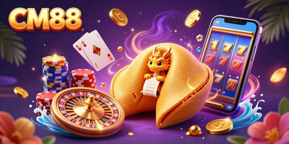 Experience CM88's thrilling casino world with golden fortune cookies, coins, and dynamic gameplay elements.