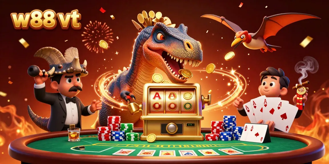 Cảnh tượng đáng chú ý tại w88 vt với pachycephalosaurus và máy slot vàng, thưởng lớn trong sòng bài.