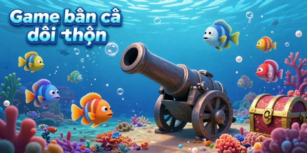 Experience the thrill of Game bắn cá đổi thưởng with colorful marine life and shooting cannons amid an underwater adventure.