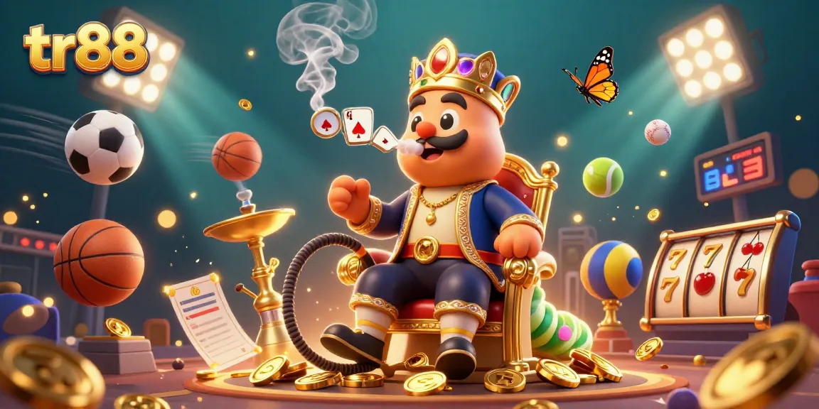 Engage with tr88's exciting casino experience in an ultra-detailed vibrant scene full of dynamic elements.
