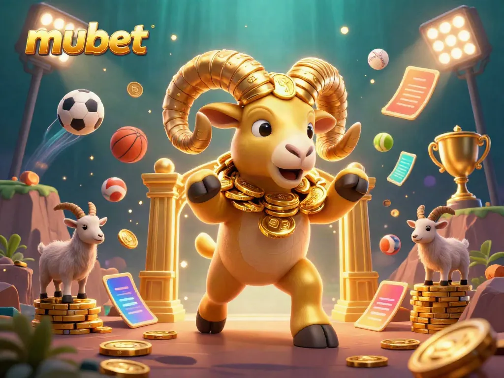Engage in thrilling sports betting with mubet, highlighted by golden ram and dynamic game elements.