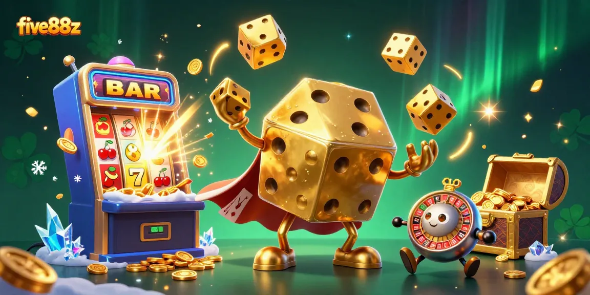 Experience the thrill of five88z with a vibrant, dynamic casino scene featuring animated characters and massive jackpot elements.