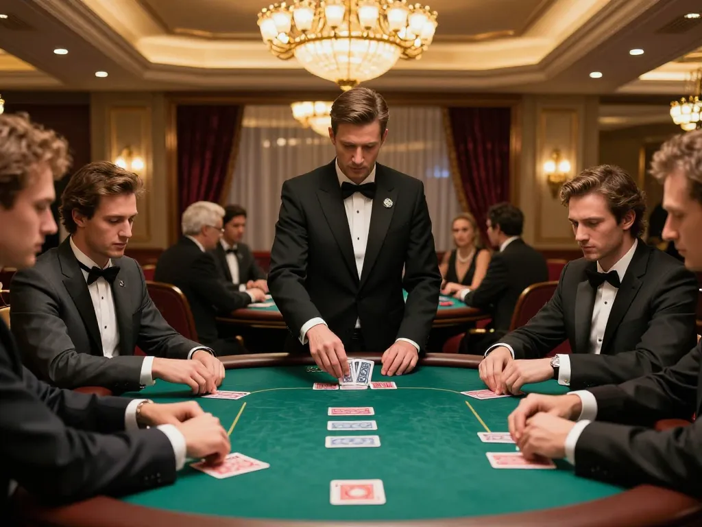 LC88 high-stakes poker game showcasing players' strategic moves in a luxurious casino setting.