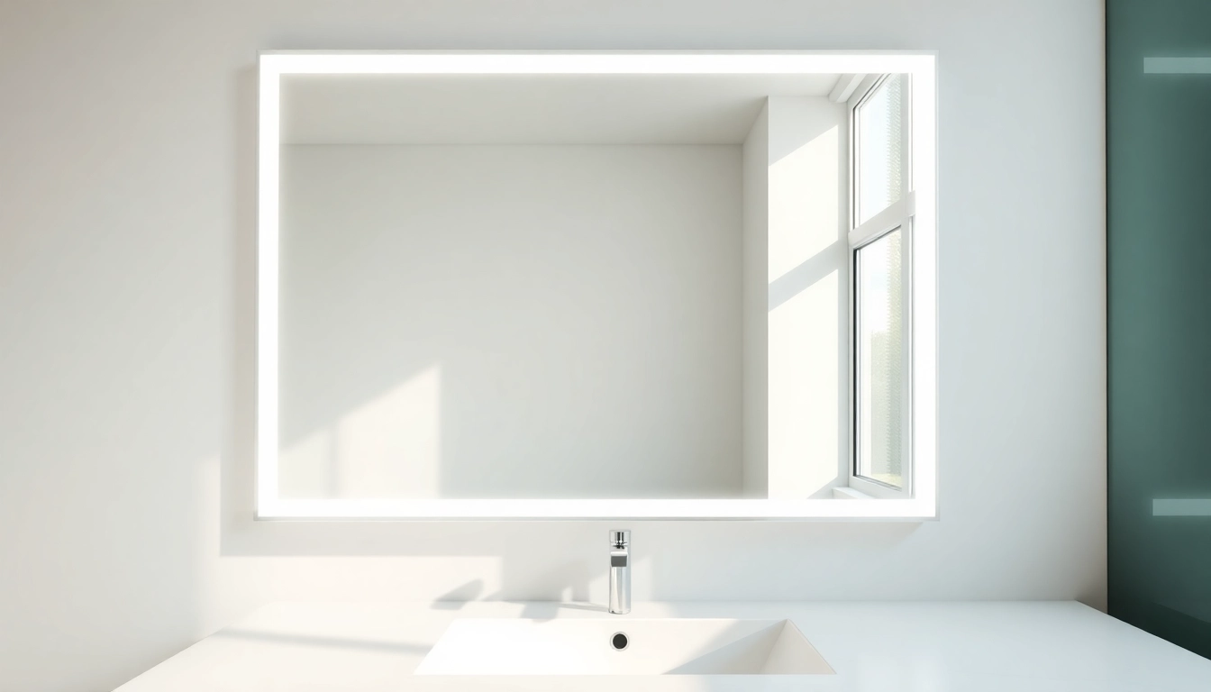 Transform your space with a stunning mirror and led lights in a modern bathroom setting.