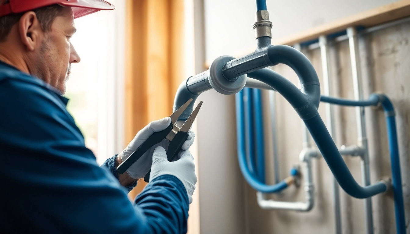 Expert performing whole house repiping services Tampa in a modern home setting.