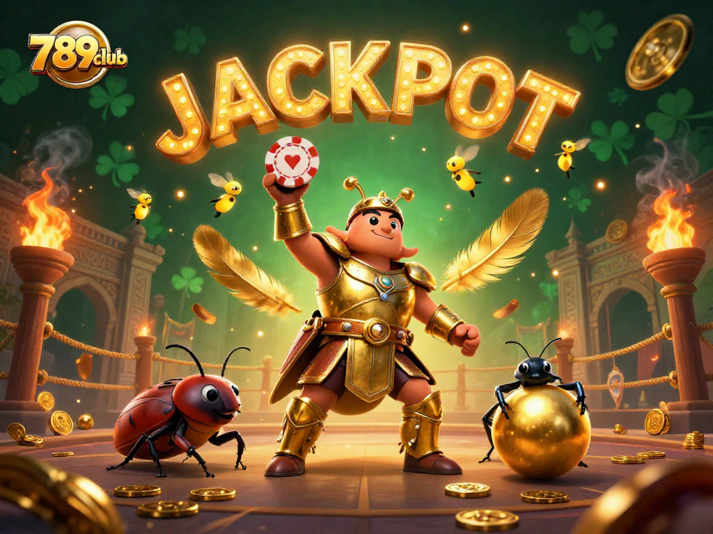 Experience thrilling gameplay at 789club as a gladiator beetle celebrates a jackpot victory!