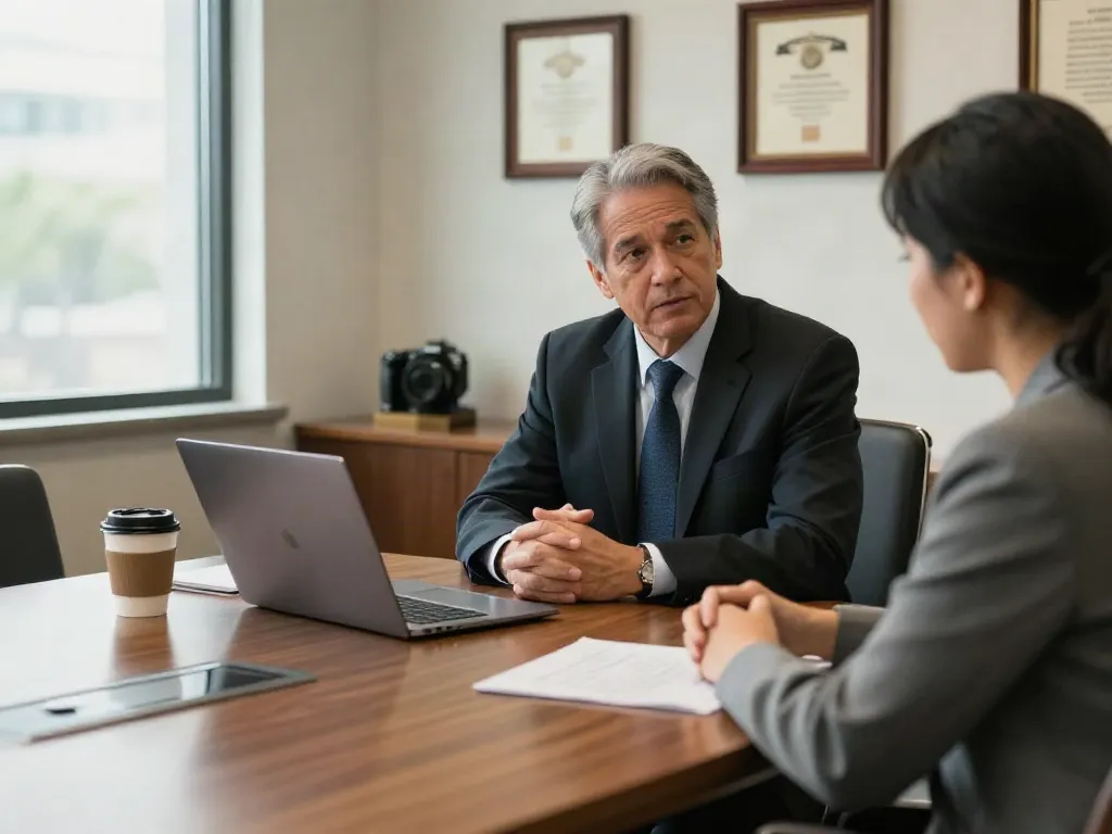DUI in Cherokee County GA: Experienced attorney consulting client in law office.